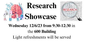 Flyer for the Research Showcase Event hosted on 12.6.2023.