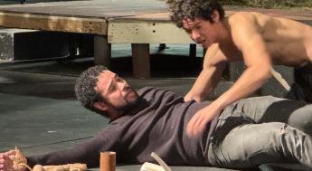 students rehearsing a play