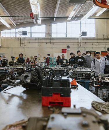 Students in Machinery Laboratory