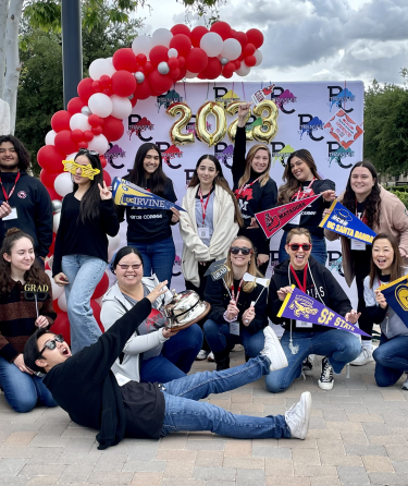 college students and balloons