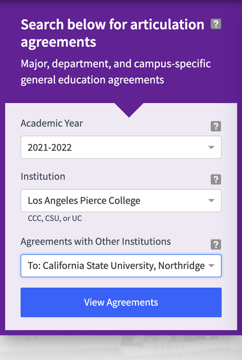 Articulation Agreements Information Banner