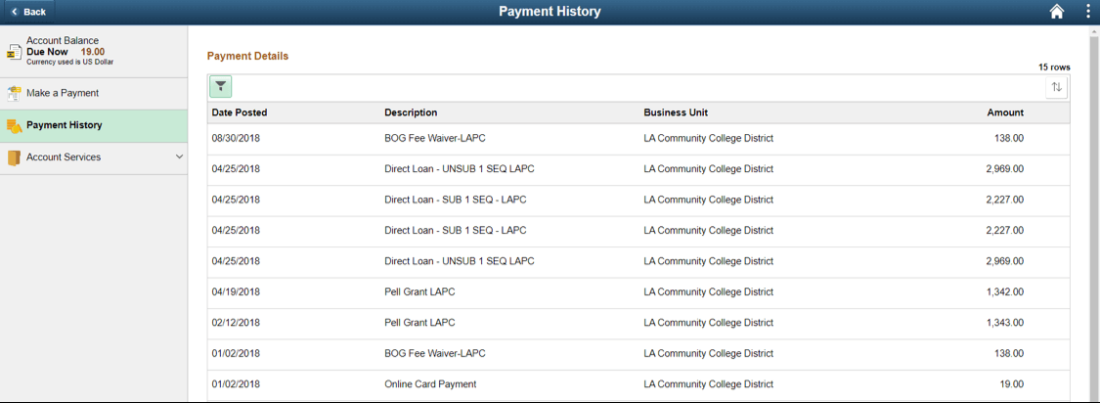 Payment History