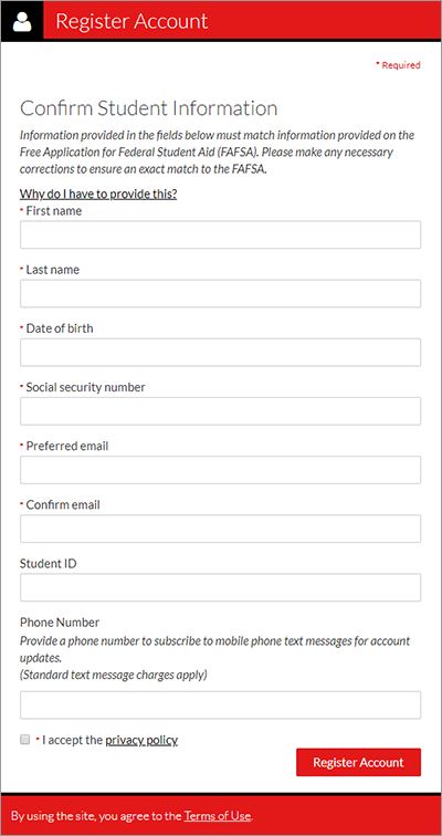 Select Register Account