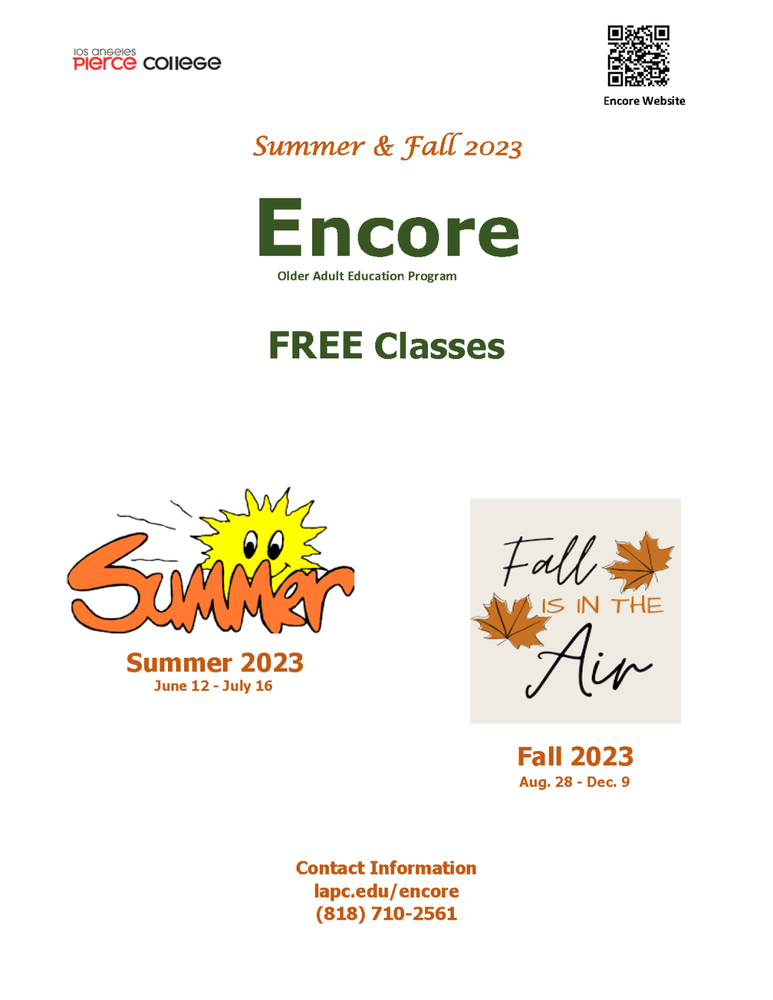2023Encore SummerFall Class Schedule