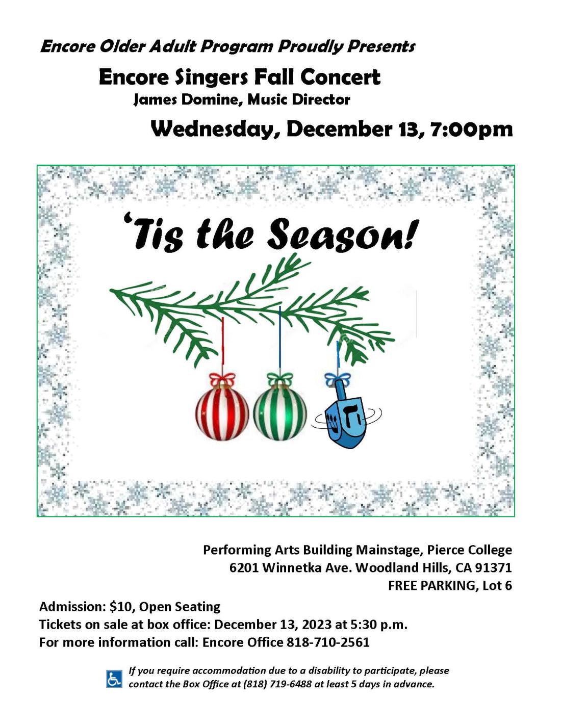Fall Semester Encore Singers performance.