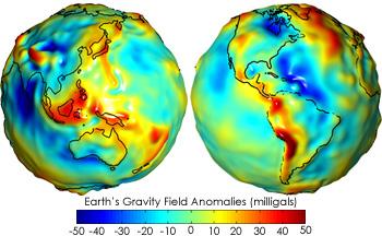Map showing Earth's Gravity Field Anomalies