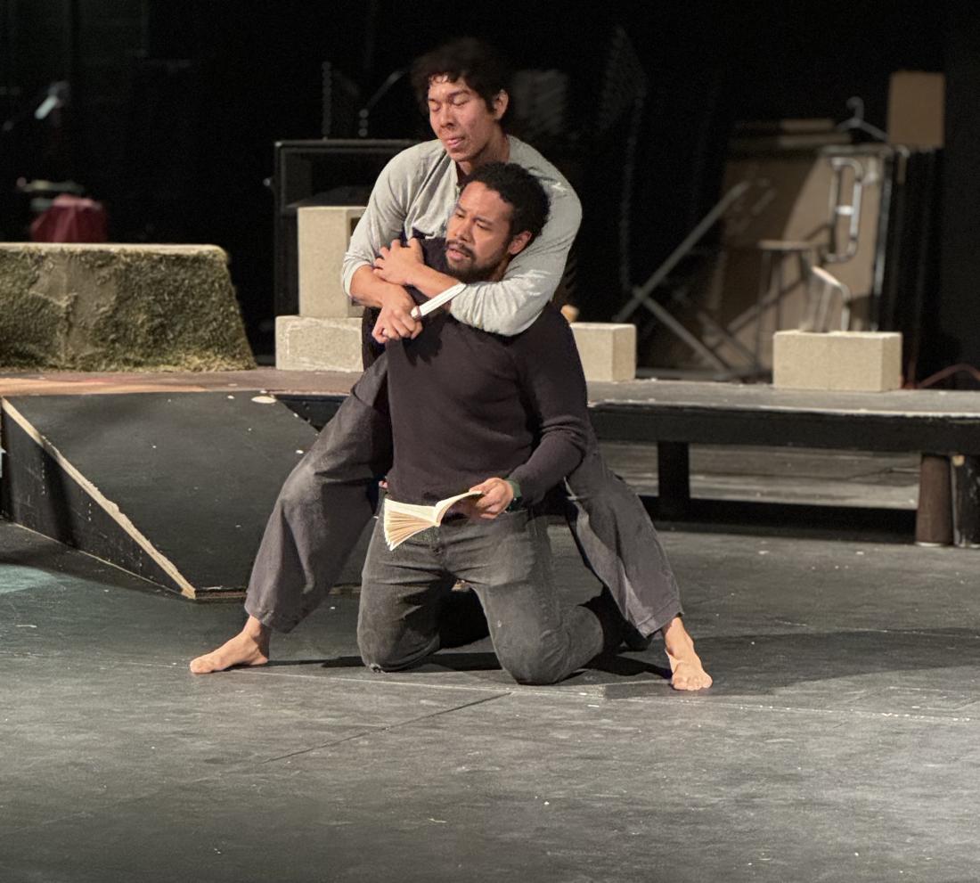 student actors rehearsing play