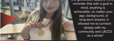student holding medal